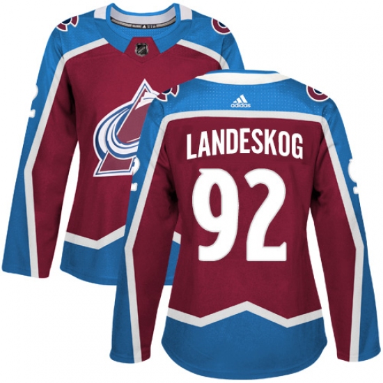 Women's Adidas Colorado Avalanche 92 Gabriel Landeskog Premier Burgundy Red Home NHL Jersey