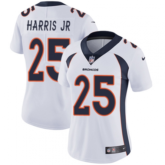 Women's Nike Denver Broncos 25 Chris Harris Jr White Vapor Untouchable Limited Player NFL Jersey