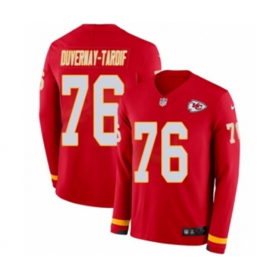 Men's Nike Kansas City Chiefs 76 Laurent Duvernay-Tardif Limited Red Therma Long Sleeve NFL Jersey
