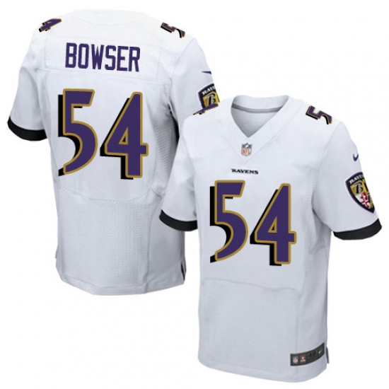 Men's Nike Baltimore Ravens 54 Tyus Bowser Elite White NFL Jersey