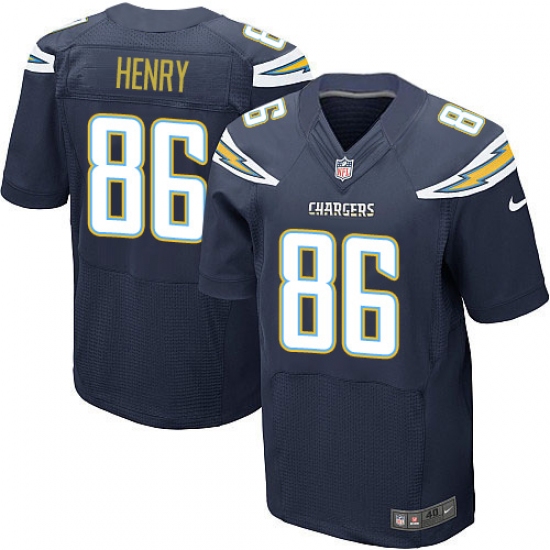 Men's Nike Los Angeles Chargers 86 Hunter Henry Elite Navy Blue Team Color NFL Jersey