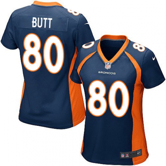 Women's Nike Denver Broncos 80 Jake Butt Game Navy Blue Alternate NFL Jersey