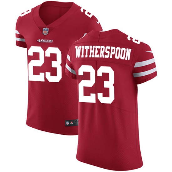 Men's Nike San Francisco 49ers 23 Ahkello Witherspoon Red Team Color Vapor Untouchable Elite Player NFL Jersey