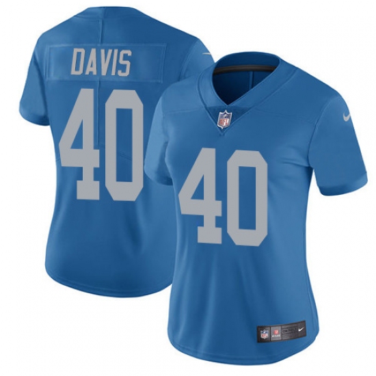 Women's Nike Detroit Lions 40 Jarrad Davis Limited Blue Alternate Vapor Untouchable NFL Jersey