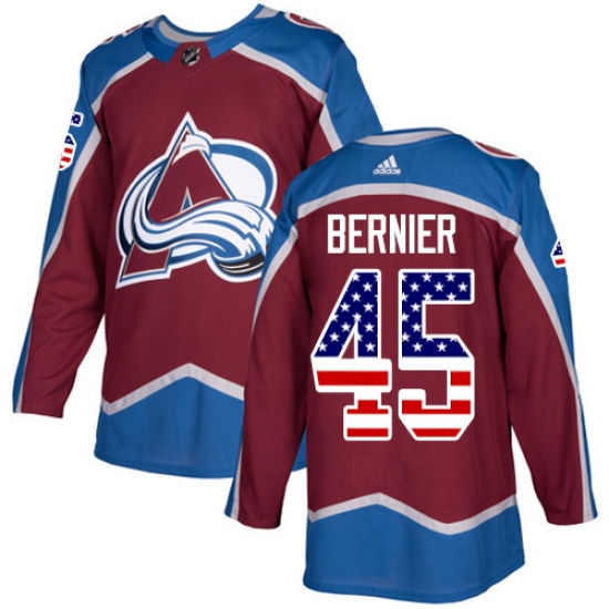 Youth Adidas Colorado Avalanche 45 Jonathan Bernier Authentic Burgundy Red USA Flag Fashion NHL Jersey