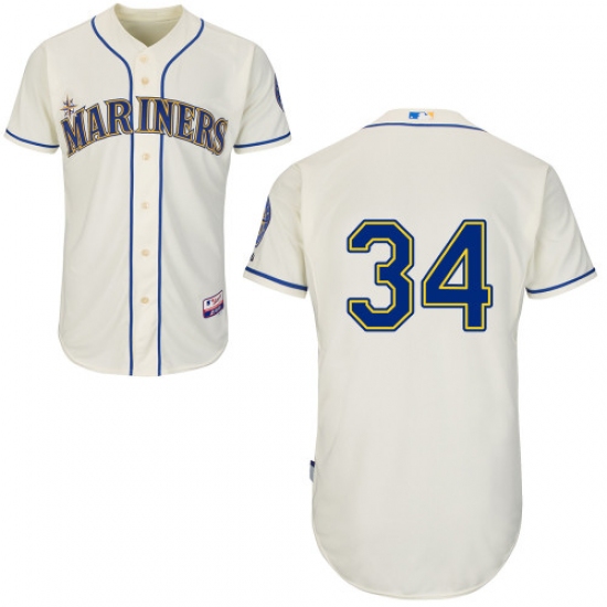 Women's Majestic Seattle Mariners 34 Felix Hernandez Authentic Cream Alternate Cool Base MLB Jersey