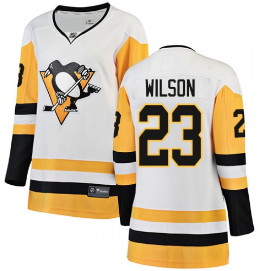 Women's Pittsburgh Penguins 23 Scott Wilson Authentic White Away Fanatics Branded Breakaway NHL Jersey