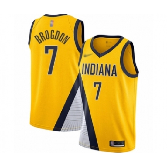 Youth Indiana Pacers 7 Malcolm Brogdon Swingman Gold Finished Basketball Jersey - Statement Edition