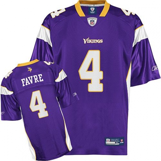 Reebok Minnesota Vikings 4 Brett Favre Purple Team Color Replica Throwback NFL Jersey