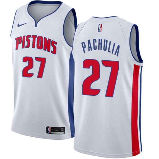 Women's Nike Detroit Pistons 27 Zaza Pachulia Swingman White NBA Jersey - Association Edition