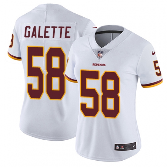 Women's Nike Washington Redskins 58 Junior Galette Elite White NFL Jersey