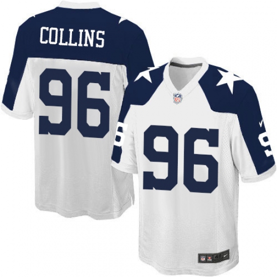 Men's Nike Dallas Cowboys 96 Maliek Collins Game White Throwback Alternate NFL Jersey