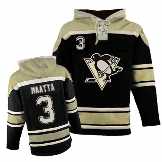 Men's Old Time Hockey Pittsburgh Penguins 3 Olli Maatta Premier Black Sawyer Hooded Sweatshirt NHL Jersey