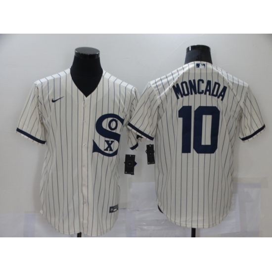 Men's Nike Chicago White Sox 10 Yoan Moncada Cream Game 2021 Field of Dreams Jersey