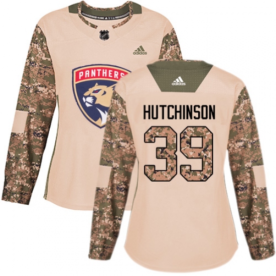 Women's Adidas Florida Panthers 39 Michael Hutchinson Authentic Camo Veterans Day Practice NHL Jersey