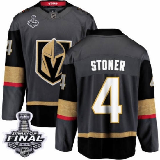 Men's Vegas Golden Knights 4 Clayton Stoner Authentic Black Home Fanatics Branded Breakaway 2018 Stanley Cup Final NHL Jersey