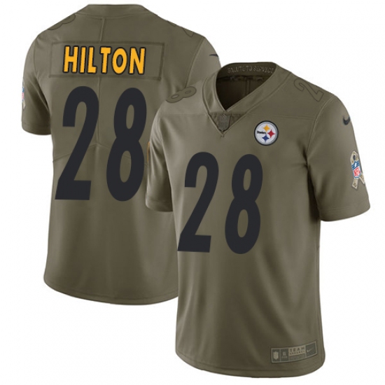 Men's Nike Pittsburgh Steelers 28 Mike Hilton Limited Olive 2017 Salute to Service NFL Jersey