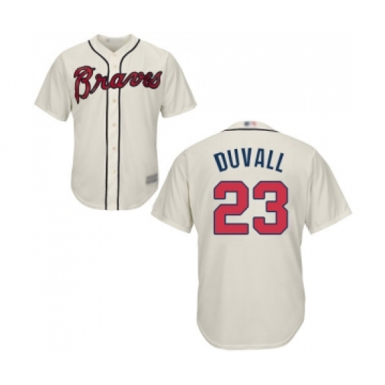 Men's Atlanta Braves 23 Adam Duvall Replica Cream Alternate 2 Cool Base Baseball Jersey