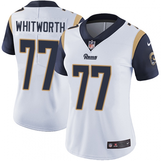 Women's Nike Los Angeles Rams 77 Andrew Whitworth Elite White NFL Jersey