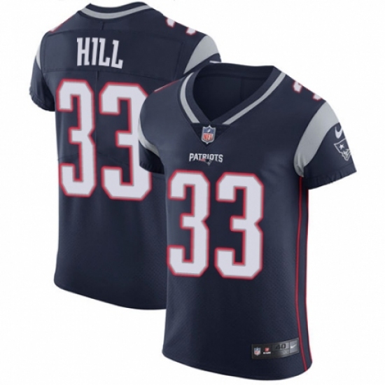 Men's Nike New England Patriots 33 Jeremy Hill Navy Blue Team Color Vapor Untouchable Elite Player NFL Jersey