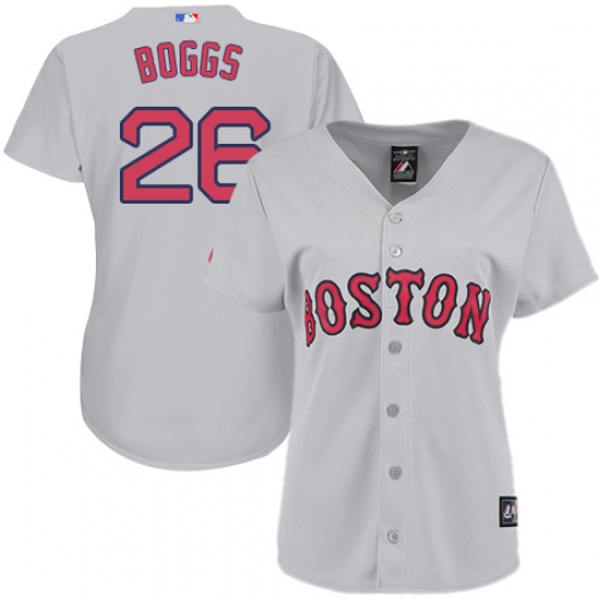 Women's Majestic Boston Red Sox 26 Wade Boggs Replica Grey Road MLB Jersey