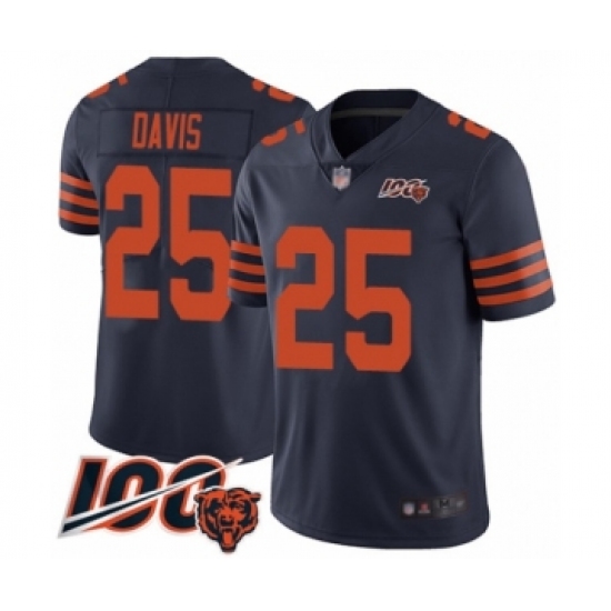 Youth Chicago Bears 25 Mike Davis Limited Navy Blue Rush Vapor Untouchable 100th Season Football Jersey