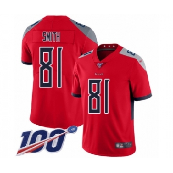 Youth Tennessee Titans 81 Jonnu Smith Limited Red Inverted Legend 100th Season Football Jersey