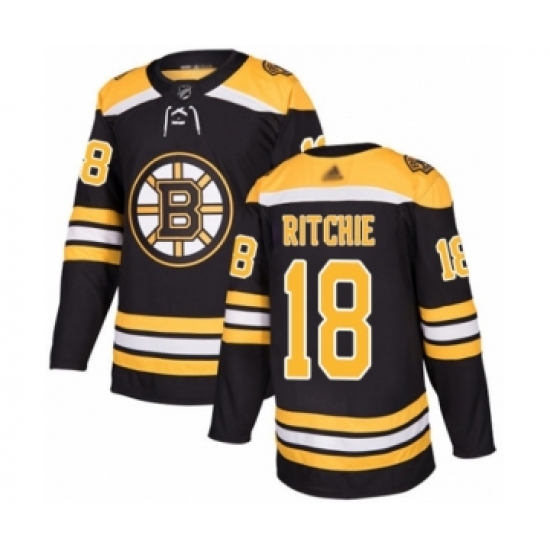 Men's Boston Bruins 18 Brett Ritchie Authentic Black Home Hockey Jersey