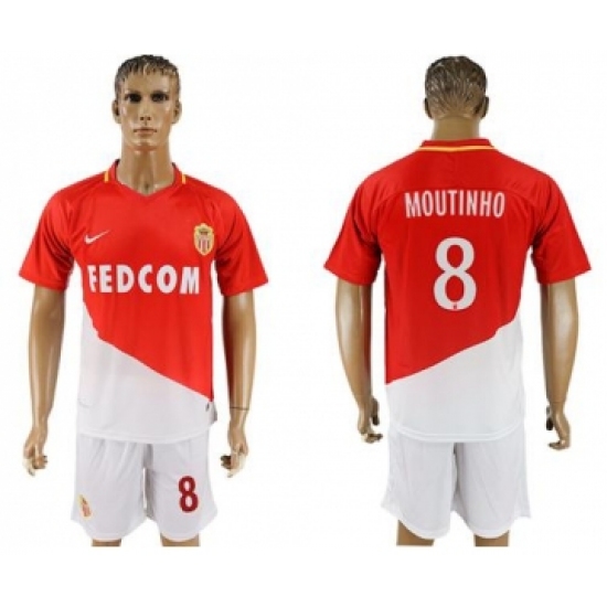 Monaco 8 Moutinho Home Soccer Club Jersey