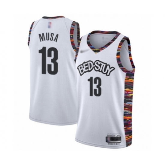 Men's Brooklyn Nets 13 Dzanan Musa Swingman White Basketball Jersey - 2019 20 City Edition