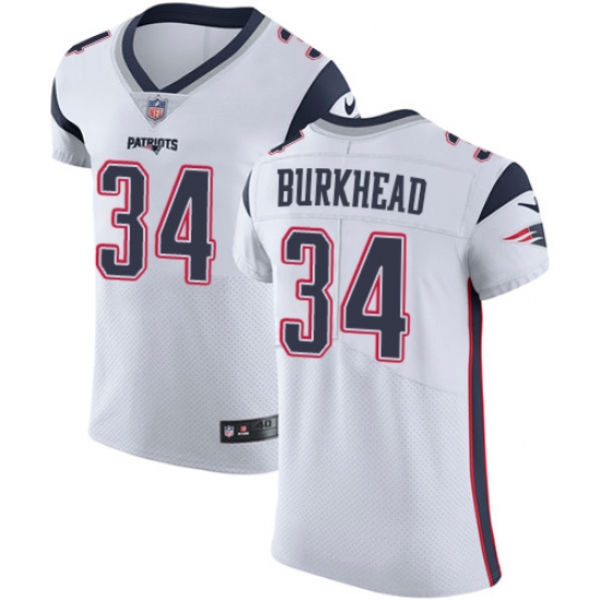 Men's Nike New England Patriots 34 Rex Burkhead White Vapor Untouchable Elite Player NFL Jersey