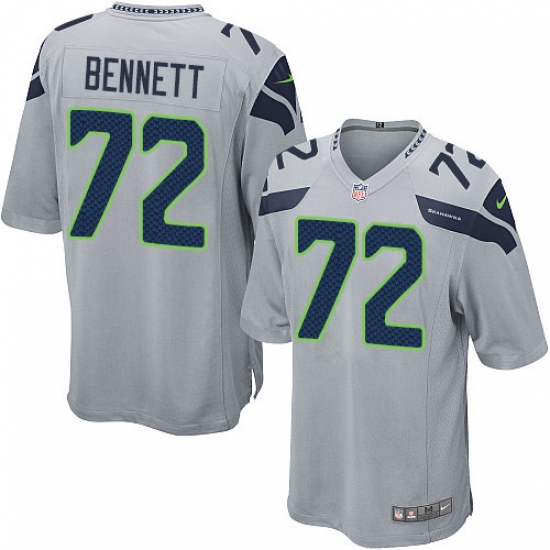 Men's Nike Seattle Seahawks 72 Michael Bennett Game Grey Alternate NFL Jersey