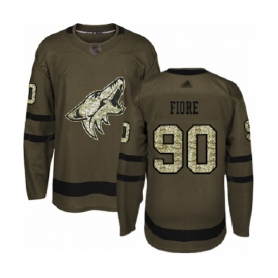 Men's Arizona Coyotes 90 Giovanni Fiore Authentic Green Salute to Service Hockey Jersey