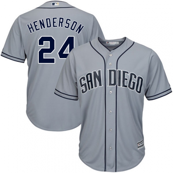 Men's Majestic San Diego Padres 24 Rickey Henderson Authentic Grey Road Cool Base MLB Jersey