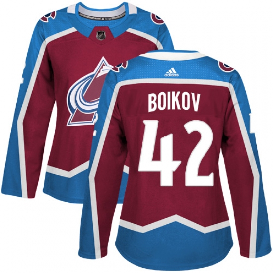 Women's Adidas Colorado Avalanche 42 Sergei Boikov Authentic Burgundy Red Home NHL Jersey