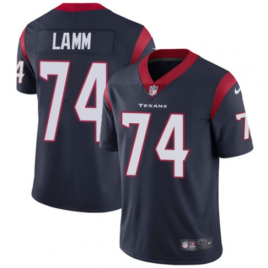 Men's Nike Houston Texans 74 Kendall Lamm Navy Blue Team Color Vapor Untouchable Limited Player NFL Jersey