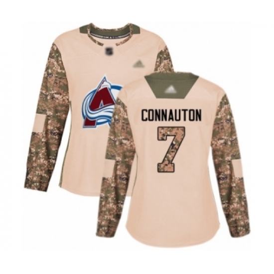 Women's Colorado Avalanche 7 Kevin Connauton Authentic Camo Veterans Day Practice Hockey Jersey