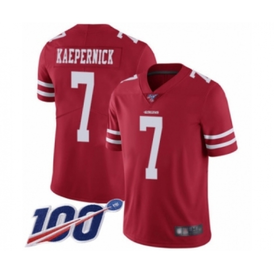 Youth San Francisco 49ers 7 Colin Kaepernick Red Team Color Vapor Untouchable Limited Player 100th Season Football Jersey