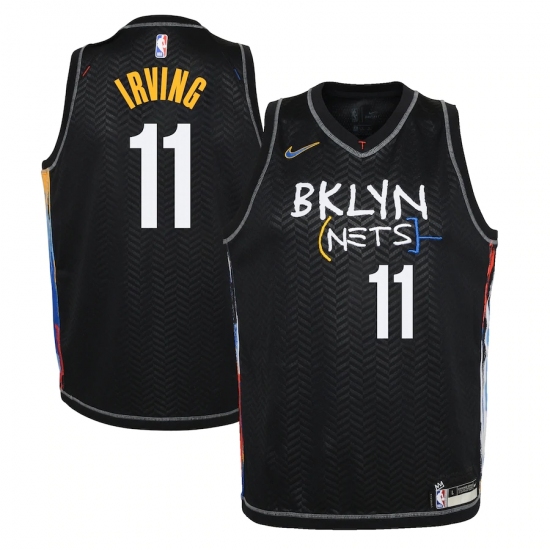 Youth Brooklyn Nets 11 Kyrie Irving Nike Black 2020-21 Swingman Jersey