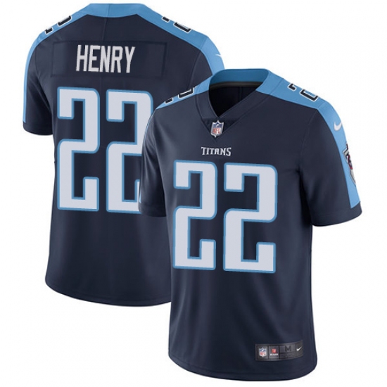 Men's Nike Tennessee Titans 22 Derrick Henry Navy Blue Alternate Vapor Untouchable Limited Player NFL Jersey