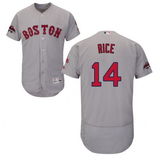 Men's Majestic Boston Red Sox 14 Jim Rice Grey Road Flex Base Authentic Collection 2018 World Series Champions MLB Jersey