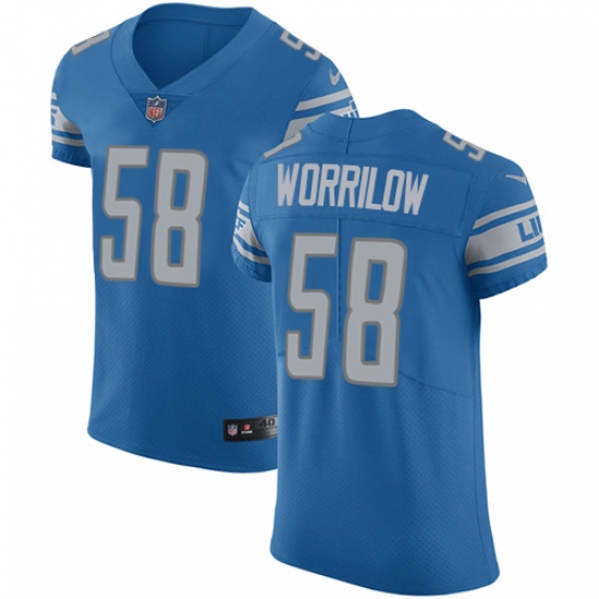 Men's Nike Detroit Lions 58 Paul Worrilow Blue Team Color Vapor Untouchable Elite Player NFL Jersey