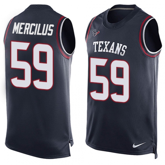 Men's Nike Houston Texans 59 Whitney Mercilus Limited Navy Blue Player Name & Number Tank Top NFL Jersey