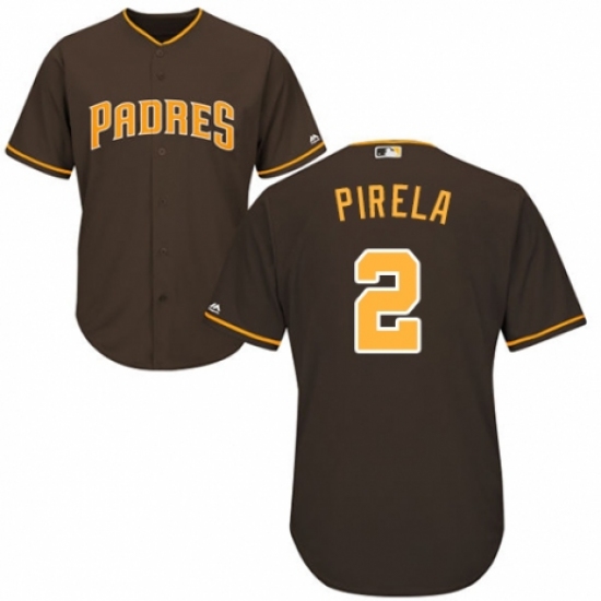 Men's Majestic San Diego Padres 2 Jose Pirela Replica Brown Alternate Cool Base MLB Jersey