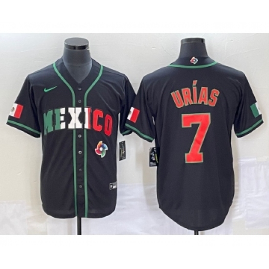 Men's Mexico Baseball 7 Julio Urias 2023 Black World Baseball Classic Stitched Jersey2