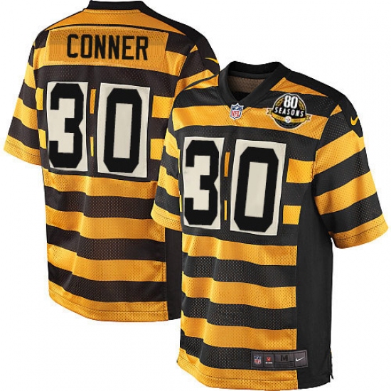 Men's Nike Pittsburgh Steelers 30 James Conner Game Yellow/Black Alternate 80TH Anniversary Throwback NFL Jersey