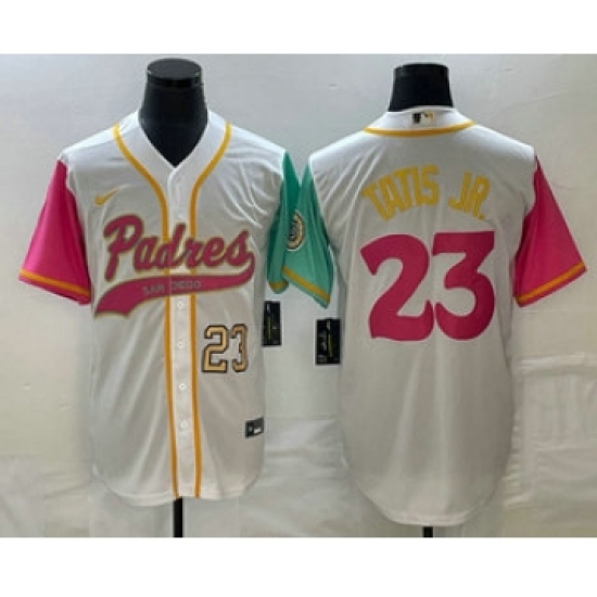 Men's San Diego Padres 23 Fernando Tatis Jr Number White NEW 2023 City Connect Cool Base Stitched Jersey