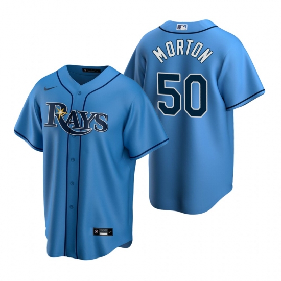 Men's Nike Tampa Bay Rays 50 Charlie Morton Light Blue Alternate Stitched Baseball Jersey