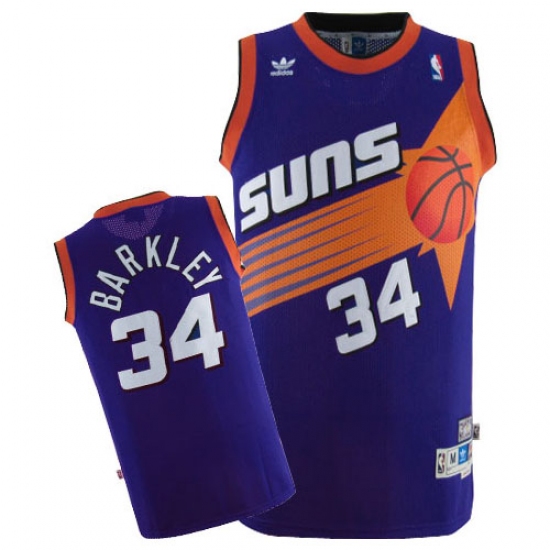 Men's Mitchell and Ness Phoenix Suns 34 Charles Barkley Authentic Purple Throwback NBA Jersey