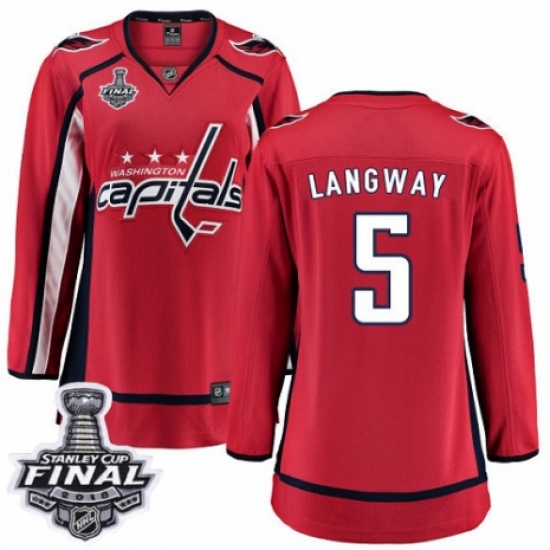 Women's Washington Capitals 5 Rod Langway Fanatics Branded Red Home Breakaway 2018 Stanley Cup Final NHL Jersey